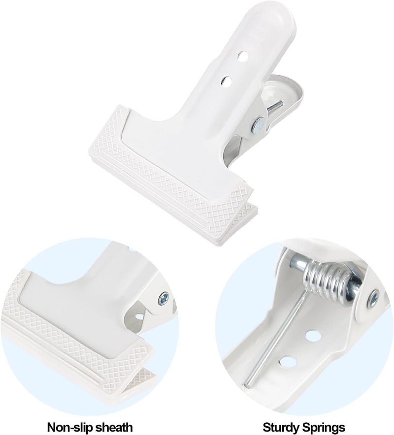YRMJ 2 Pack 4-1/4" Heavy Duty Spring Clamps Clips, White Metal Rubber Hinge Clip File Clamps for Photography Background Stands, Home Improvement Projects (2.17" Opening) - Image 3